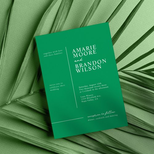 Minimal Typography Tropical Green Wedding Invitation