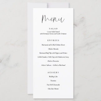 Minimal Typography Wedding Dinner Menu