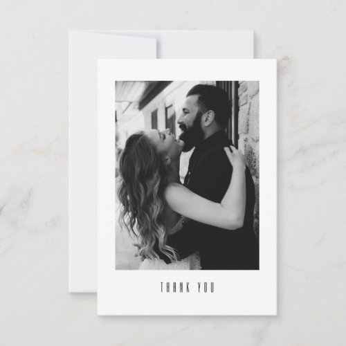 Minimal Typography Wedding Photo Thank You Card