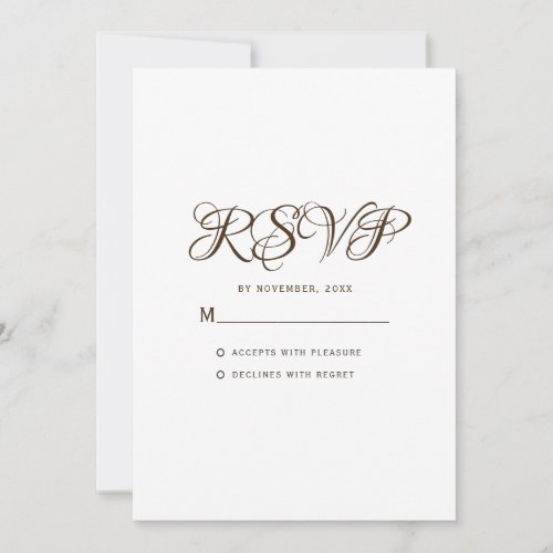 Minimal Typography White Wedding RSVP Card