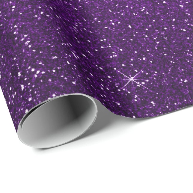 Minimal Ultra Violet Purple Glitter Eggplant Grape Wrapping Paper (Roll Corner)