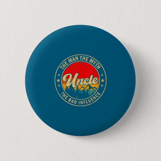 Minimal Uncle Man Myth Bad Influence Button (Front)