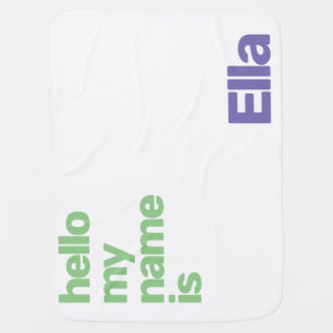 Minimal Unisex white Baby Bodysuit Purple text Blanket