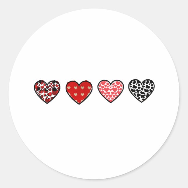 minimal valentine hearts / “cute love pattern” classic round sticker (Front)