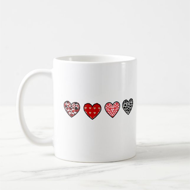 minimal valentine hearts / “cute love pattern” coffee mug (Left)