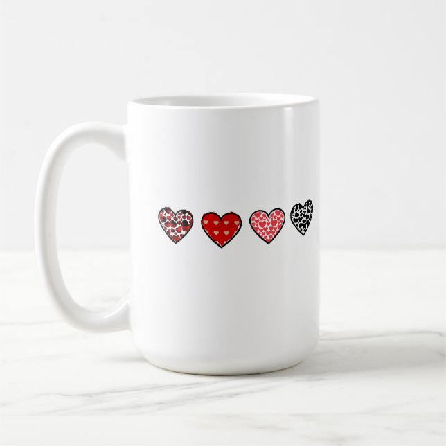 minimal valentine hearts / “cute love pattern” coffee mug (Left)