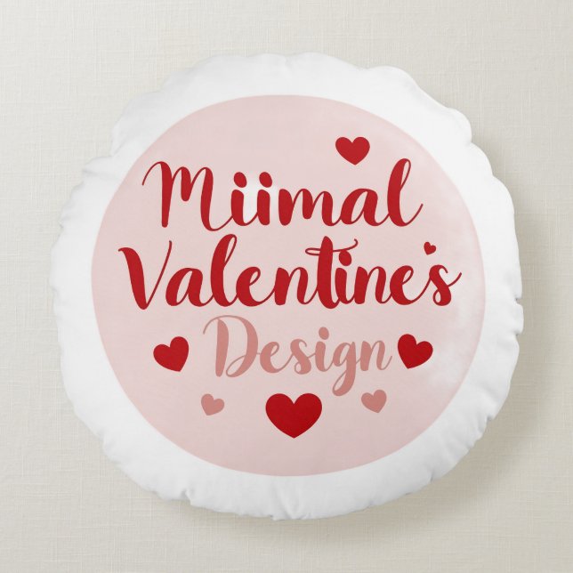 Minimal Valentine’s Day Love Typography Design | R Round Pillow (Front)