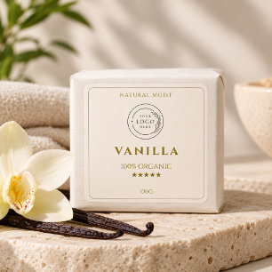 Minimal Vanilla Cream Neutral Logo Soap Square Sticker