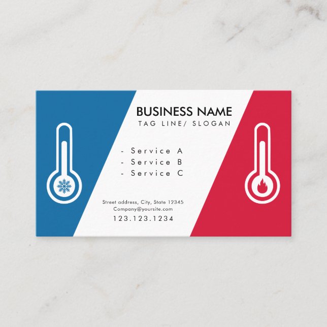 Minimal Vector Cold and Warm Temperature Hvac Business Card (Front)