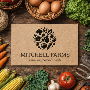 Minimal Vegetable Logo Kraft Paper for Farmers Business Card