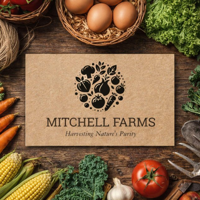 Minimal Vegetable Logo Kraft Paper for Farmers Business Card (Creator Uploaded)