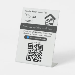 Minimal Venmo Tips QR Code Sign Venmo Tips