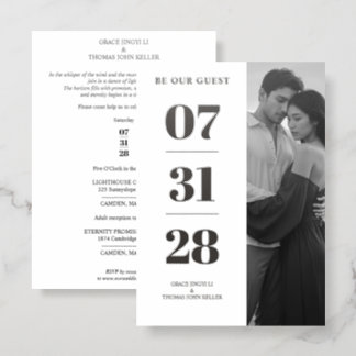 Minimal Vertical Photo Wedding TLW26 Letterpress Photo Cards