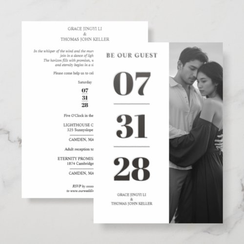 Minimal Vertical Photo Wedding TLW26 Letterpress Photo Cards