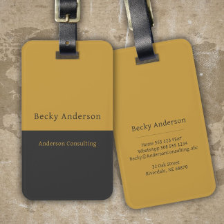 Minimal Vertical Professional Mustard Charcoal Luggage Tag