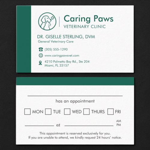 Minimal Veterinary Clinic Appointment Reminder   Card