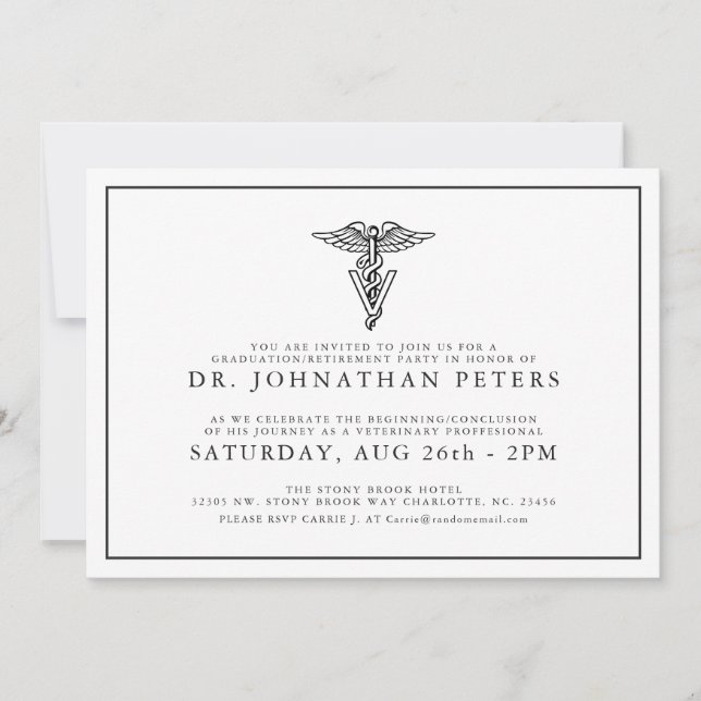 Minimal Veterinary Graduation|Retirement Invite (Front)