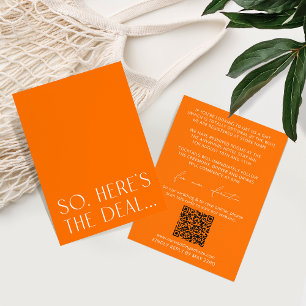 Minimal Vibrant Orange Details Card & RSVP QR Code