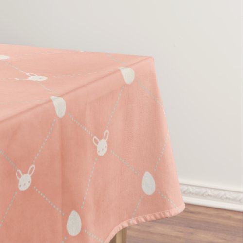 Minimal Vintage Bunny Eggs Pastel Peach Easter Tablecloth