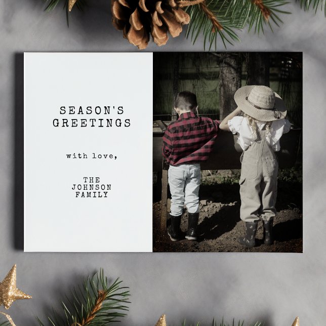 Minimal Vintage One Photo Personalized Christmas Holiday Card (Creator Uploaded)