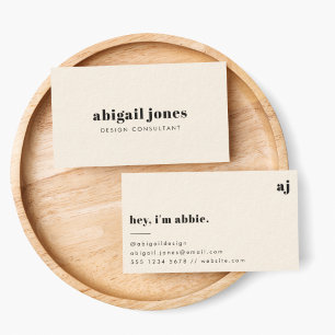 Minimal Vintage Retro Organic Natural Cream Business Card
