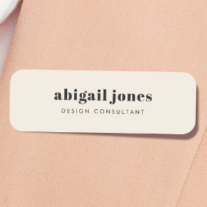 Minimal Vintage Retro Organic Natural Cream Name Tag