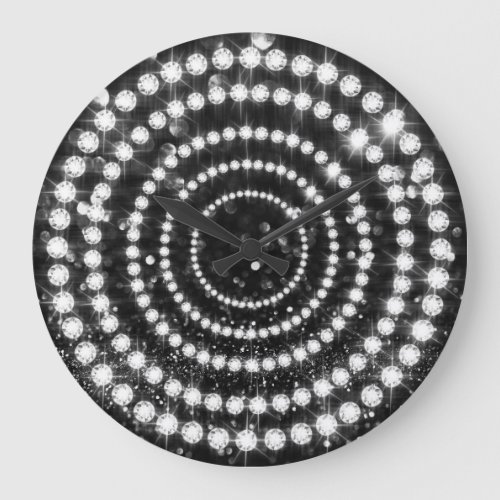 Minimal Vip Black Silver Diamond Infinity Gemmes Large Clock