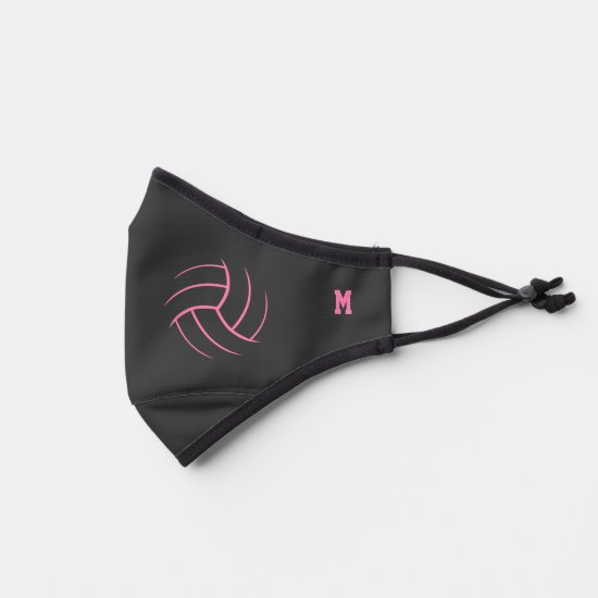 minimal volleyball pink black monogrammed premium face mask