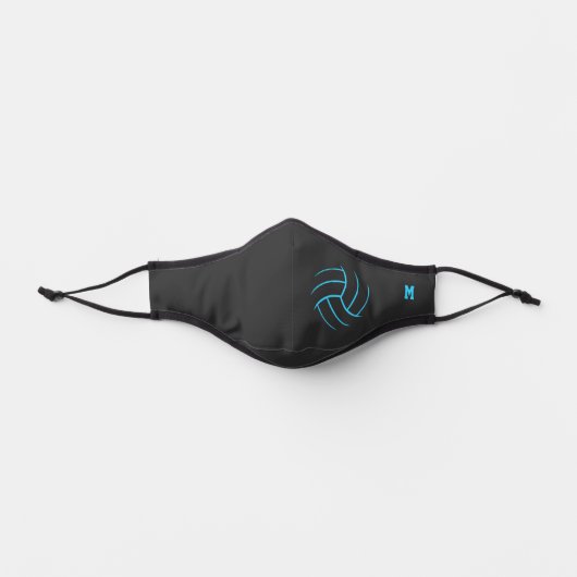 minimal volleyball turquoise black monogrammed premium face mask (Front)