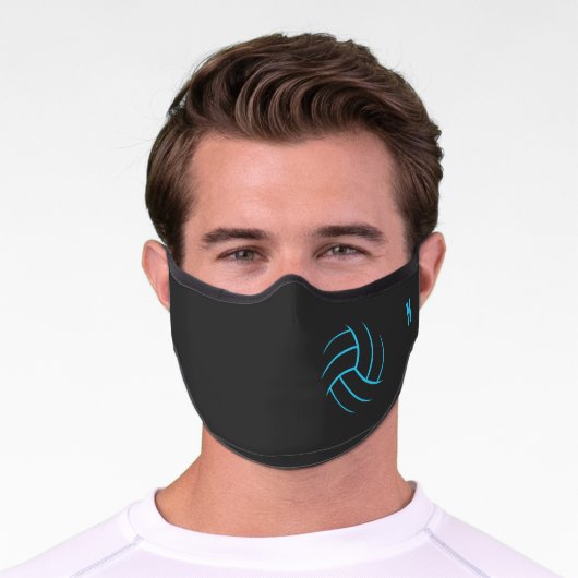 minimal volleyball turquoise black monogrammed premium face mask (Worn)