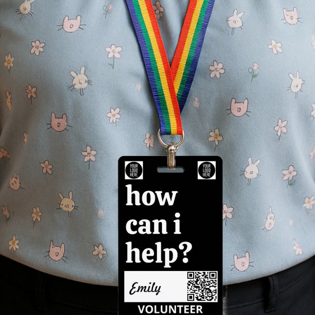 Minimal Volunteer Lanyard Badge Logo & QR code (Creator Uploaded)