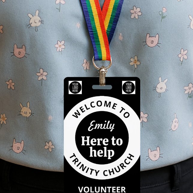 Minimal Volunteer Lanyard Badge Logo & QR code (Creator Uploaded)
