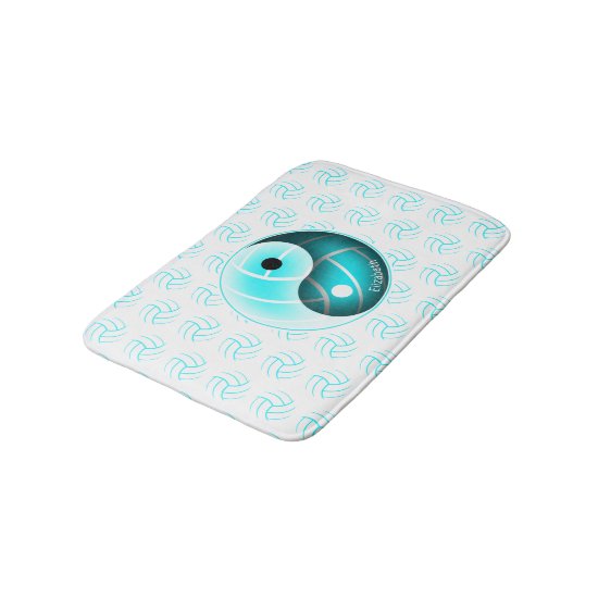 minimal w yin yang girly turquoise volleyball bath mat