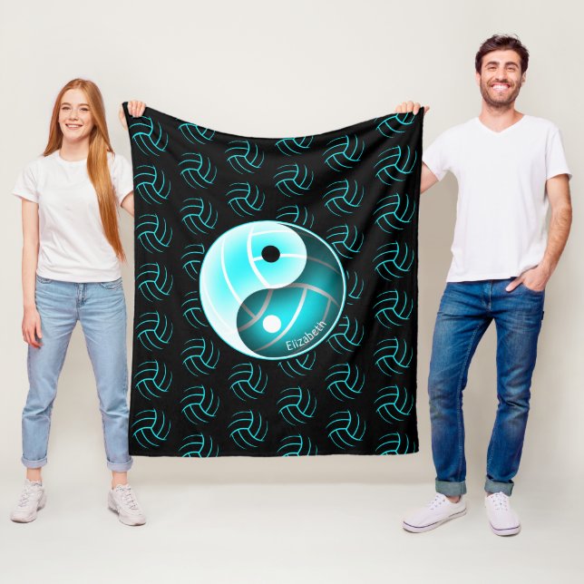 minimal w yin yang girly volleyball room decor fleece blanket (In Situ)