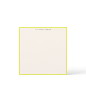 Minimal Wasabi Yellow Border Name Stationery Cute Note Card