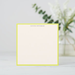 Minimal Wasabi Yellow Border Name Stationery Cute Note Card