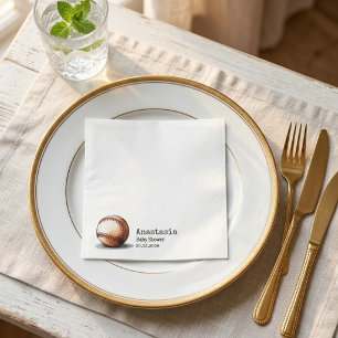 Minimal Watercolor Baseball Baby Shower Napkin