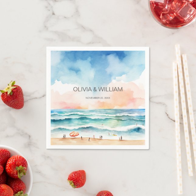 Minimal Watercolor Beach Napkins (Insitu)