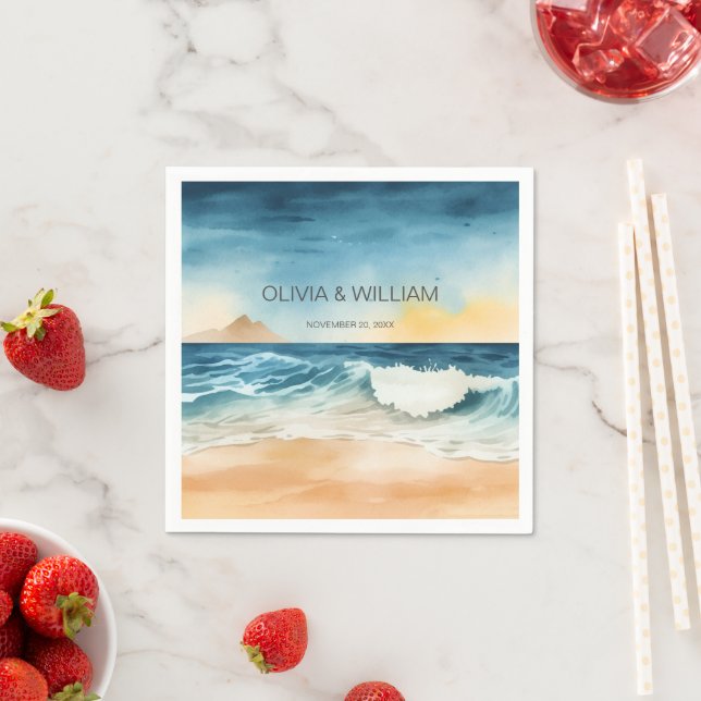 Minimal Watercolor Beach Napkins (Insitu)