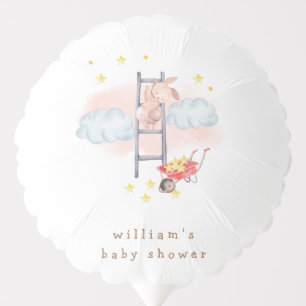 Minimal Watercolor Boho Bunny Stars Baby Shower Balloon