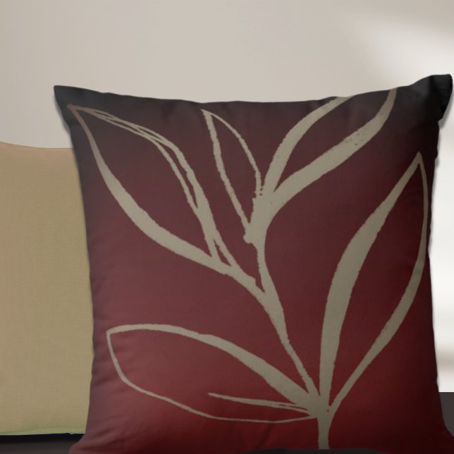 Minimal Watercolor Burgundy Throw Pillow (Creator Uploaded)