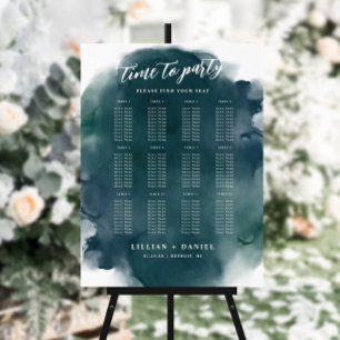Minimal Watercolor Emerald Wedding Seating Chart Foam Board
