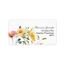 Minimal Watercolor Floral Return Address Label