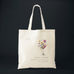 Minimal Watercolor Floral Wine Glass Wedding Tote Bag<br><div class="desc">It’s very easy to customize,  with your personal details. If you need any other matching product or customization,  kindly message via Zazzle.</div>