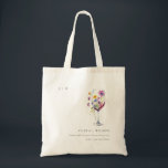 Minimal Watercolor Floral Wine Glass Wedding Tote Bag<br><div class="desc">It’s very easy to customize,  with your personal details. If you need any other matching product or customization,  kindly message via Zazzle.</div>