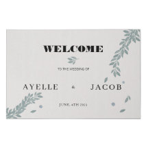 Minimal Watercolor Foliage Wedding Welcome (Sign)