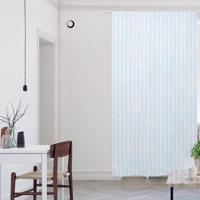 Minimal Watercolor Light Blue Striped Kids Nursery Blackout Curtains (Living Room)
