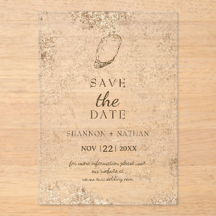 Minimal Watercolor Oyster Beach Save the Date