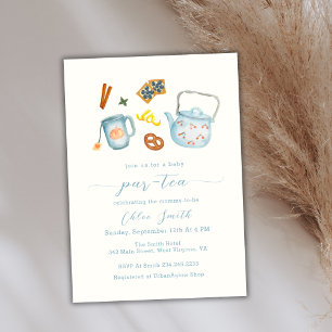 Minimal Watercolor Par-Tea Baby Shower Invitation