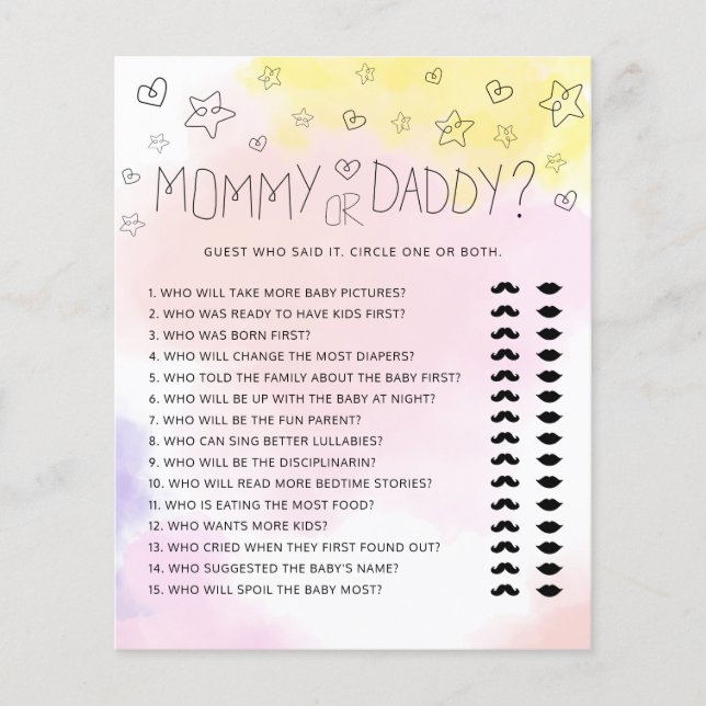 Minimal Watercolor Pink Mommy or Daddy Baby Shower (Front)